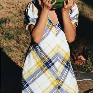 Urban Outfitters Plaid Dress in Blue, Yellow, and White